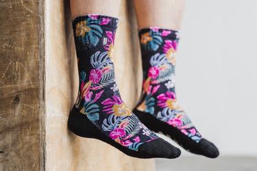 Nobull Crew Tropical Women's Socks Black | Australia (WP2169)